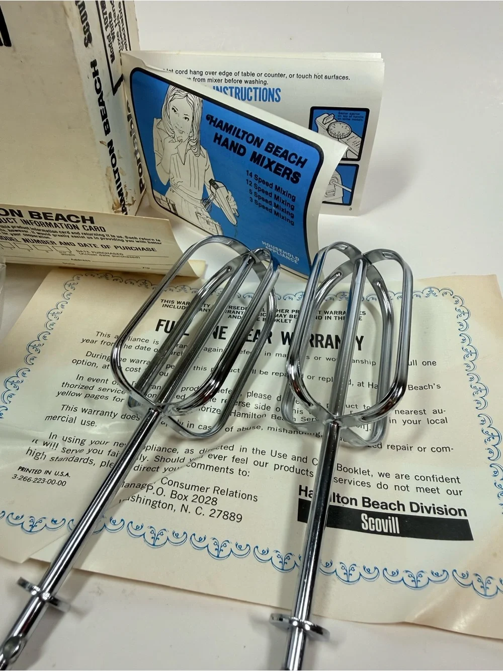 Vintage Hamilton Beach Scovill Hand mixer new in box white